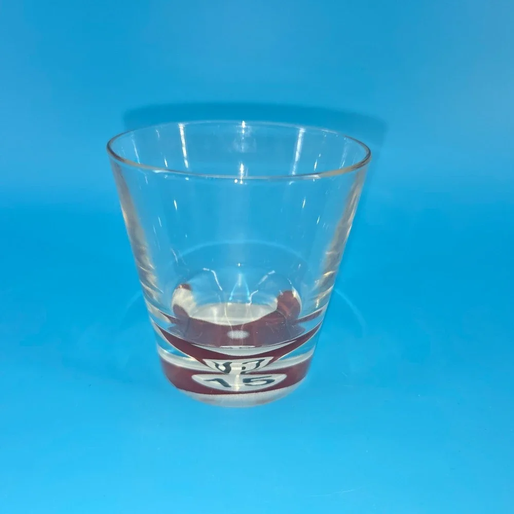 Vintage 15 Pool Ball Rocks Glass Maroon Billiard Lowball Whiskey‎ Tumbler 3.5in